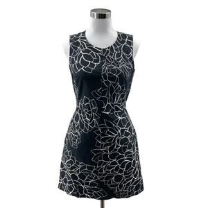 Gap Sheath Midi Dress Womens Size 6 Black Floral Sleeveless Round Neck Back Zip